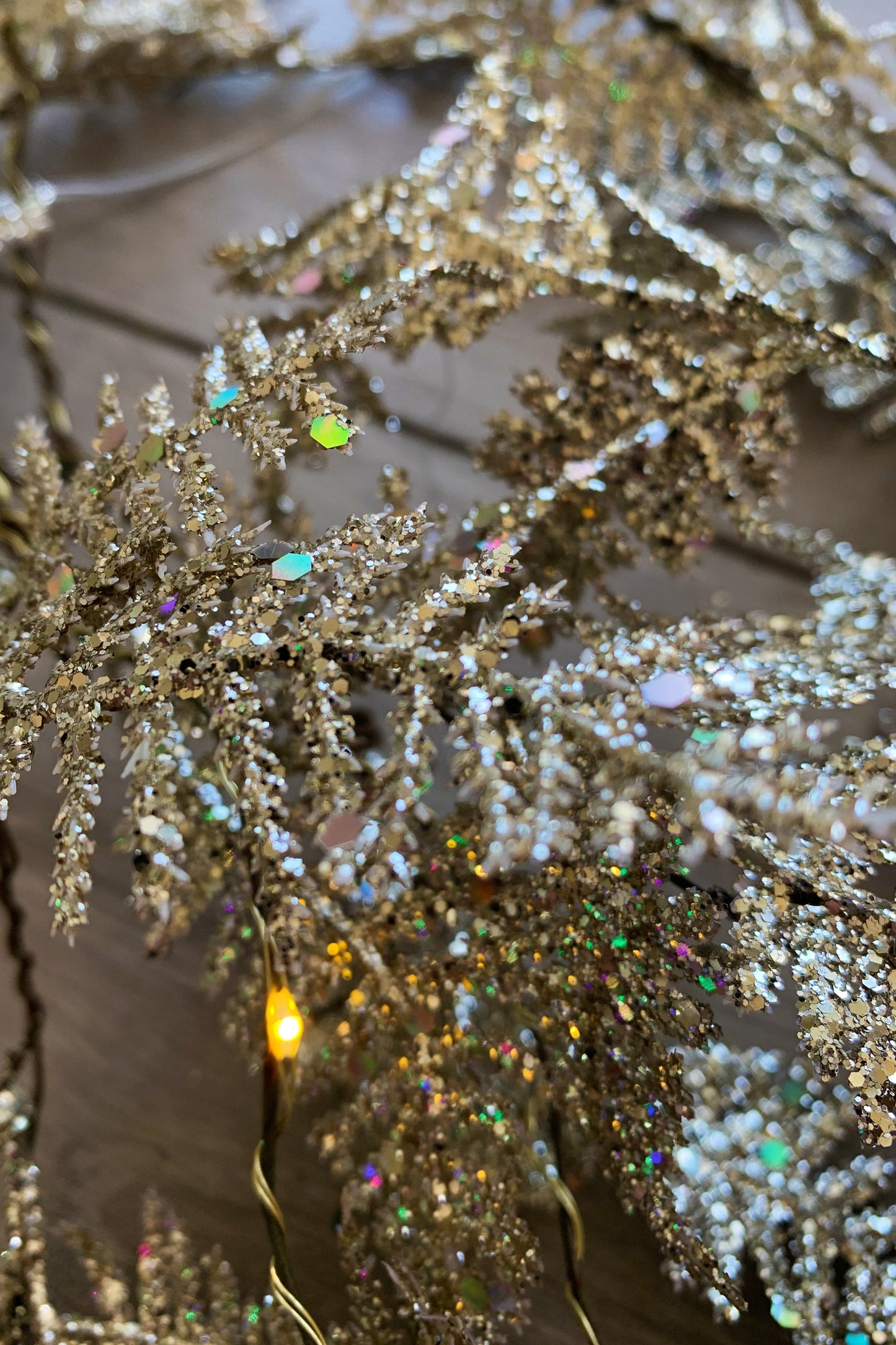 Gold Iridescent Glitter Fern Fairy Light 20 LED
