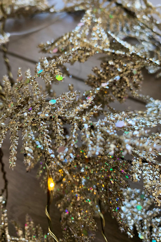 Gold Iridescent Glitter Fern Fairy Light 20 LED
