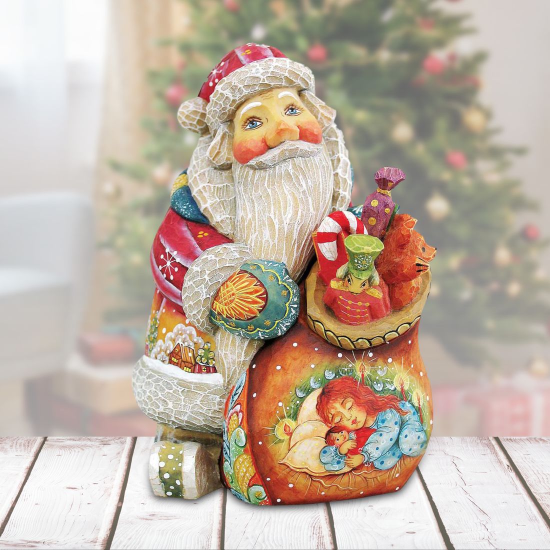 Christmas Night Surprise Box Santa Handcrafted Christmas Figurine - G. DeBrekht - Christmas Santa Snowman Décor - 5179012