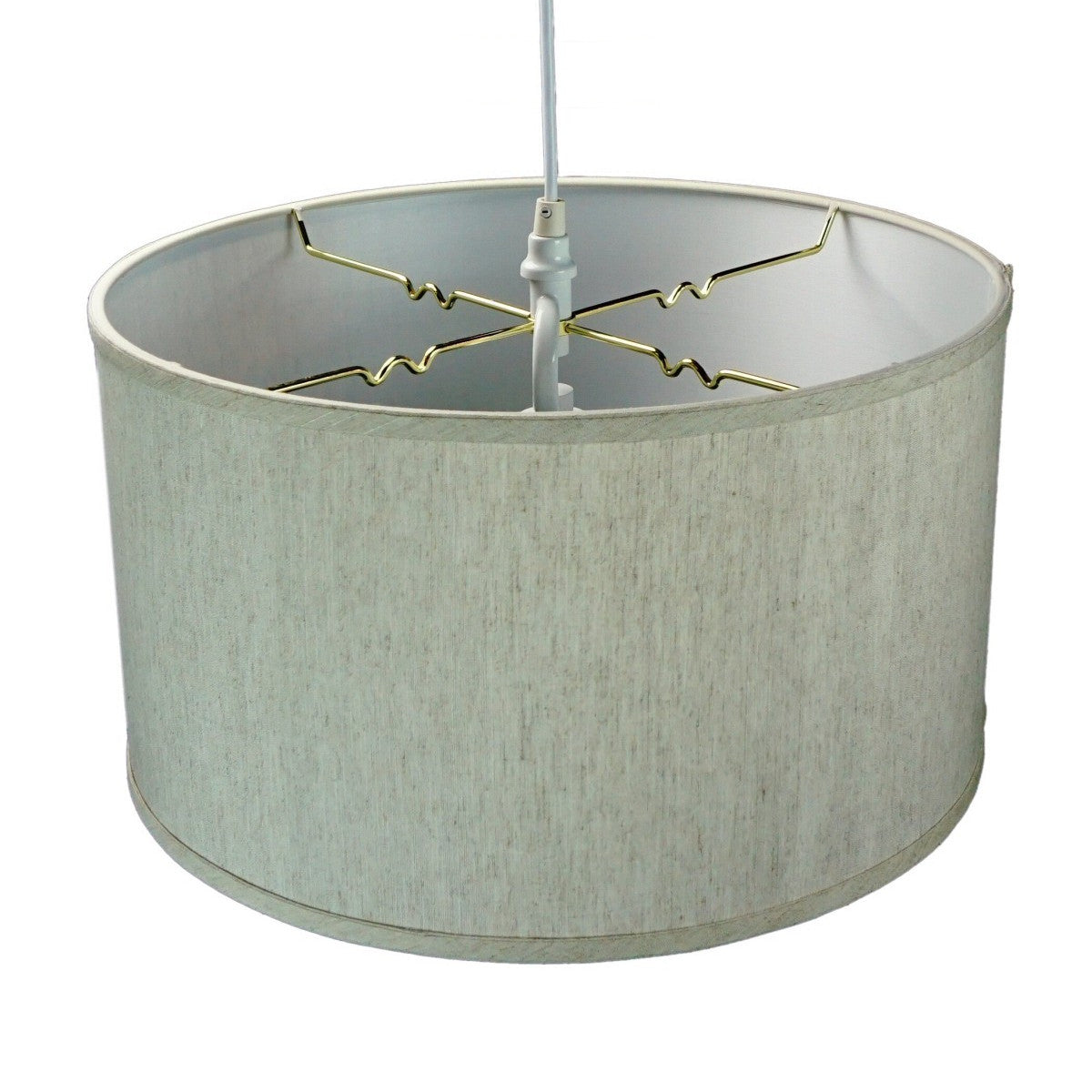 18"W 2 Light Swag Plug-In Pendant  Textured Oatmeal with Diffuser White Cord