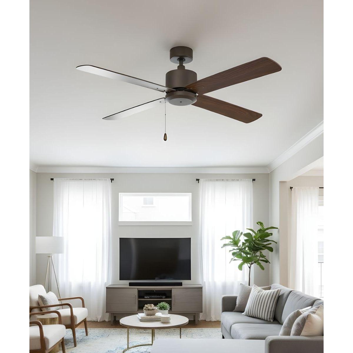 52" Aldea IV 4-Blade Ceiling Fan Oil Rubbed Bronze Motor Finish and Walnut Blade Finish