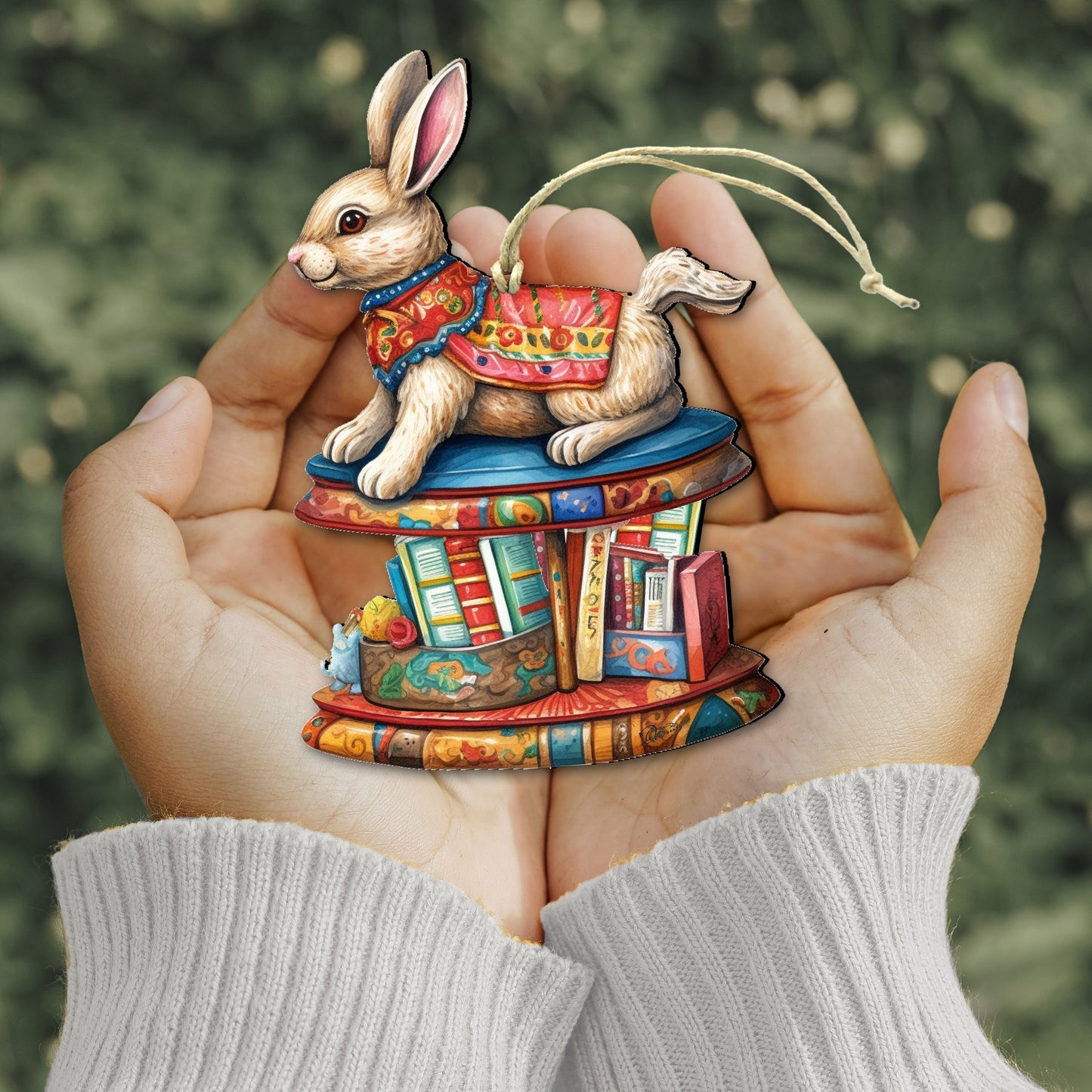 Carousel Bunnies Wooden Ornaments Set of 3 by G. Debrekht - Christmas Decor - 8100195S3