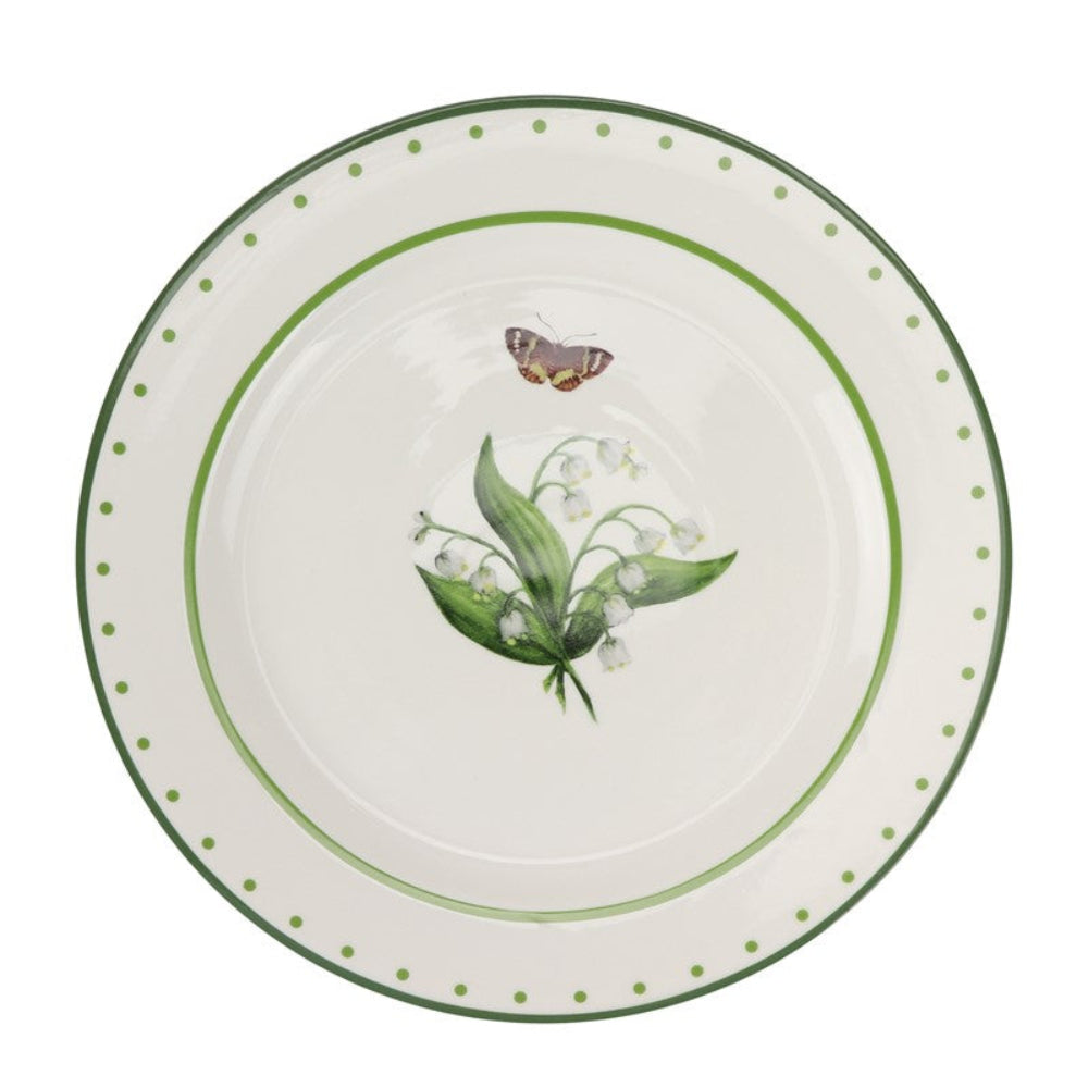 Lily of The Valley Green and White Butterfly Dinner Plate