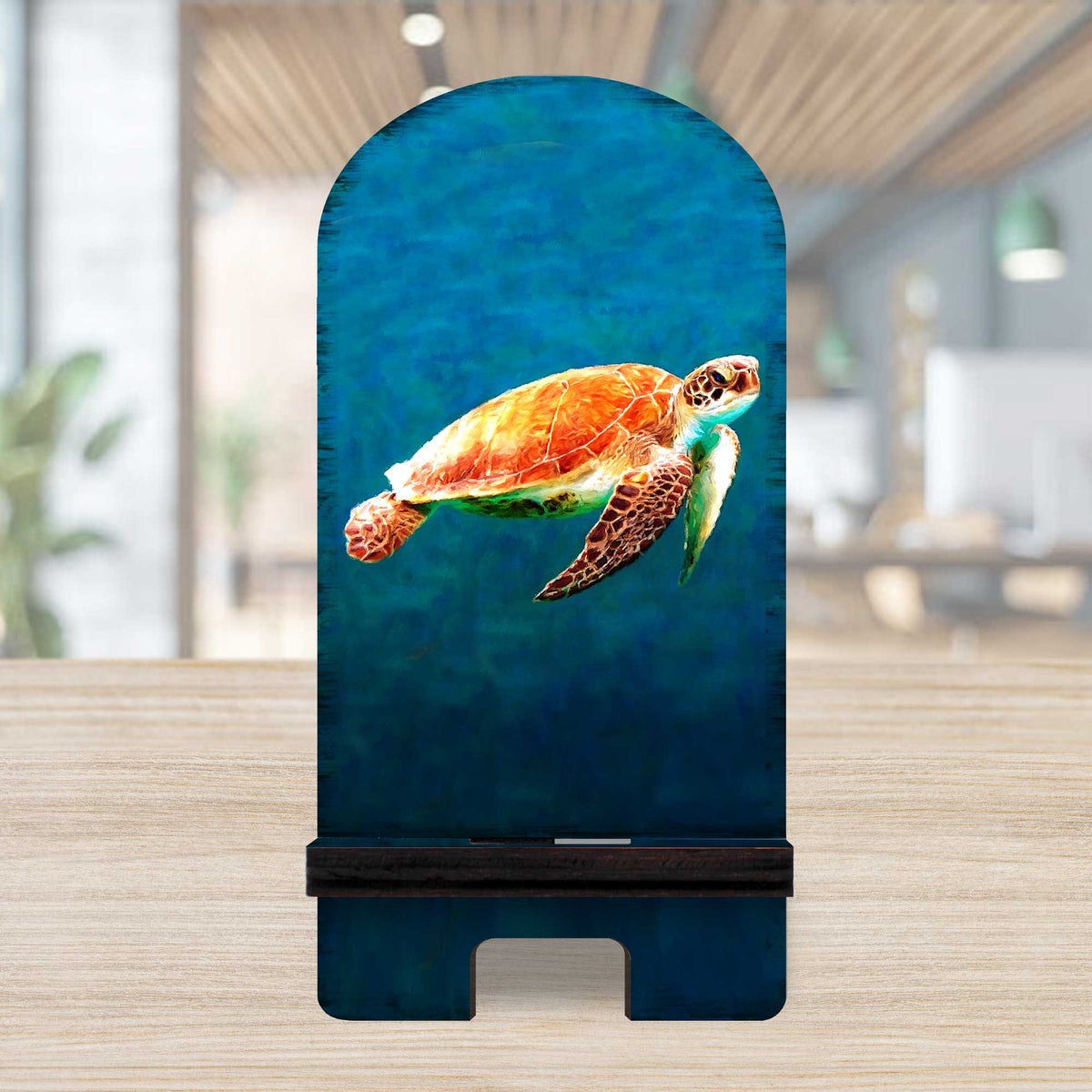 The Turtle Coastal Cell Phone Stand Wood Mobile Tablet Holder Charging Station Organizer - 892048