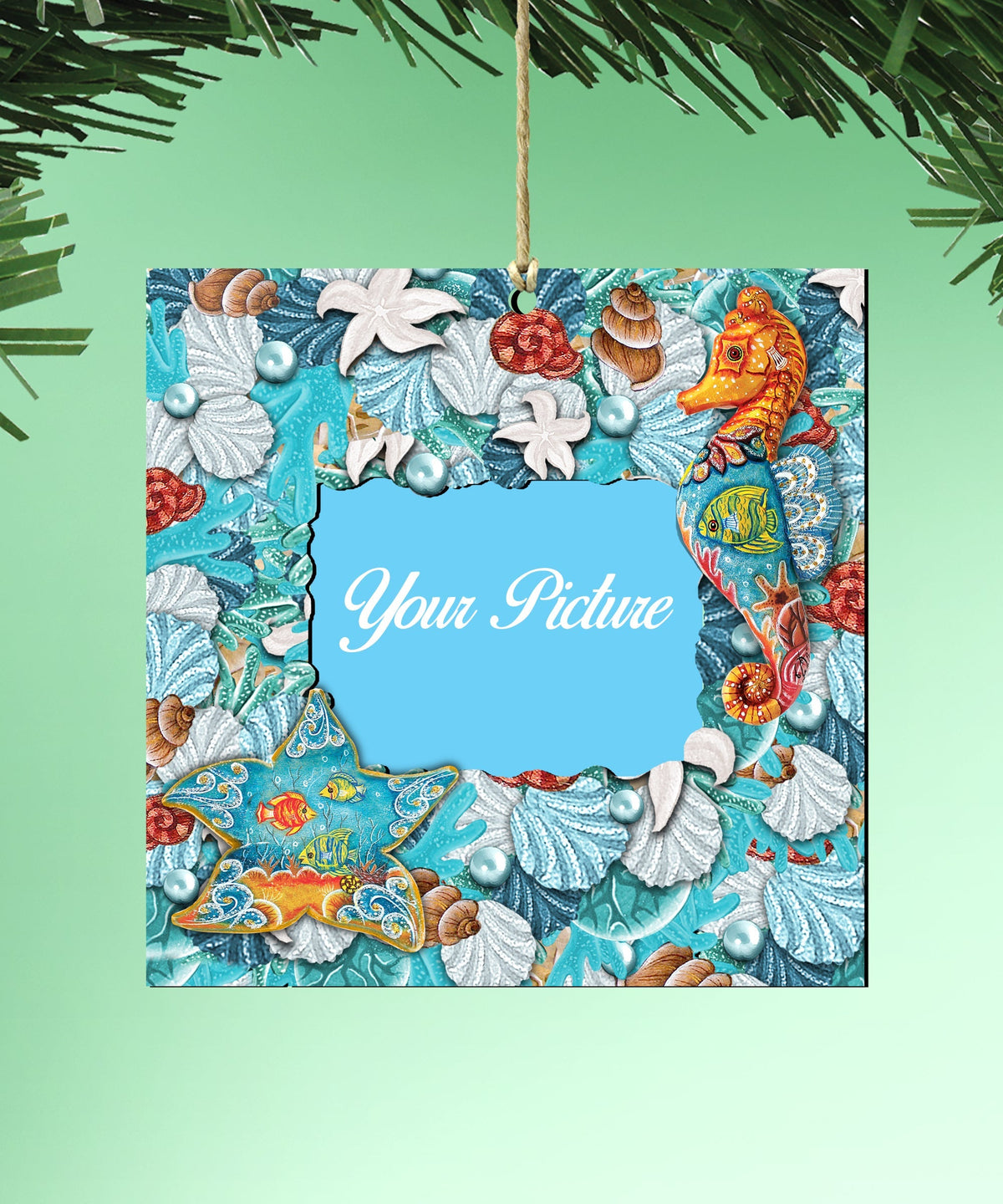 Coastal Picture Frame Ornaments - Ornament for Photo - Coastal Holiday Decor - 8112183PF