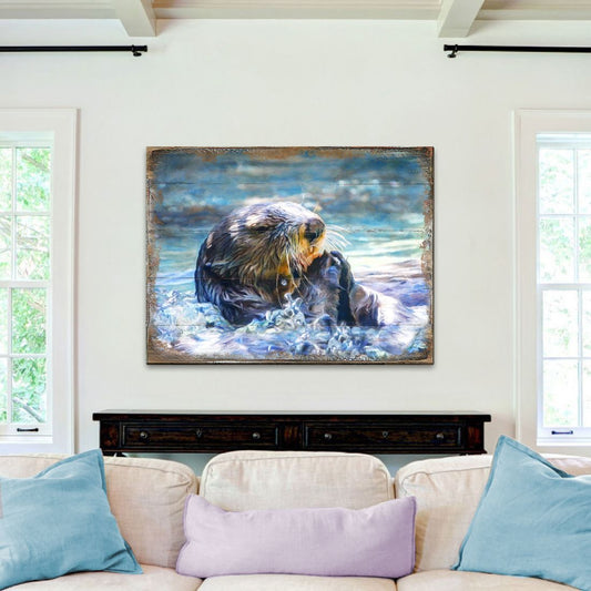 Otter Wooden Coastal Wall Art by Nature Wonders - Coastal Sea-Life Decor - 95239B