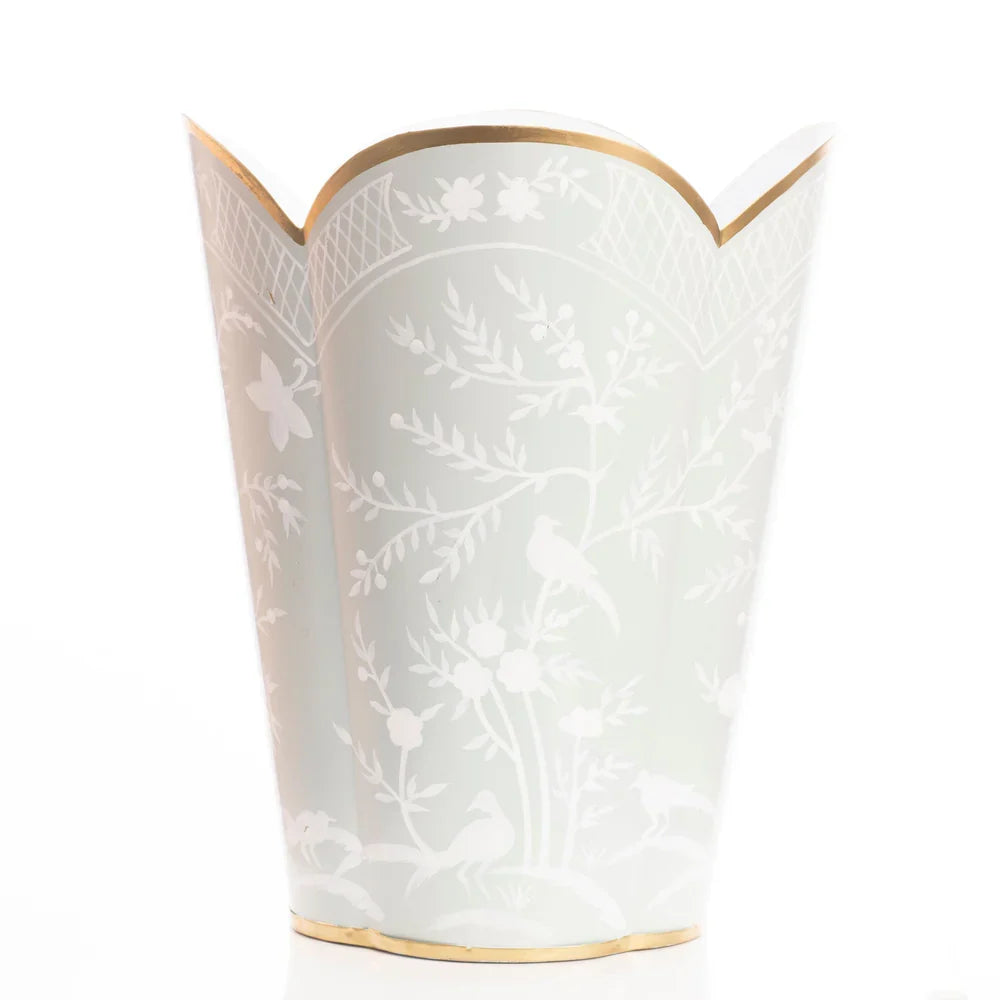 Mint Green & White Chinoiserie Wastepaper Basket & Tissue (2 Options)