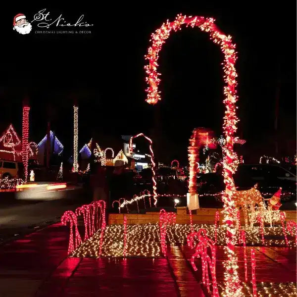 a group of lights on a street