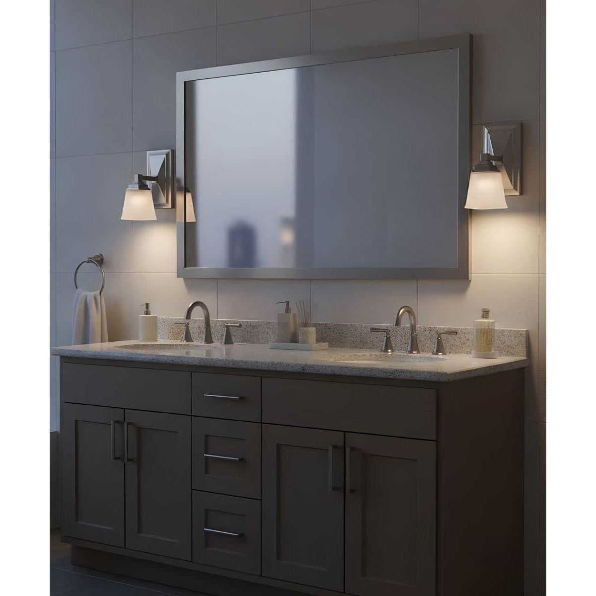 5"W 1-Light LED Bath Vanity Light Fixture Brushed Nickel Finish with Square Shade