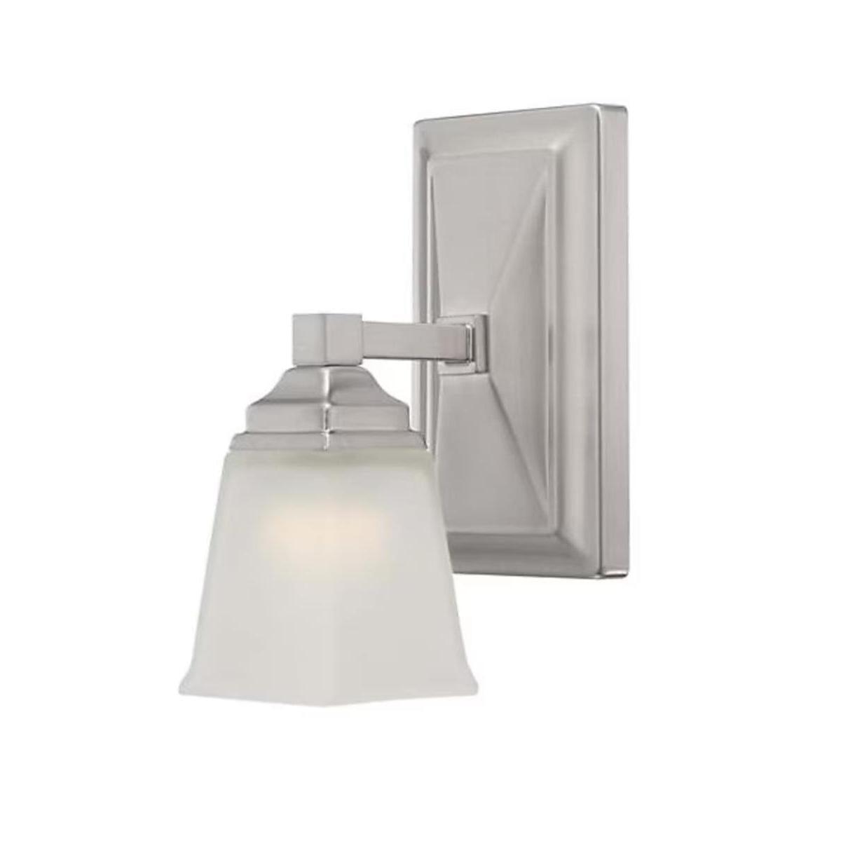 5"W 1-Light LED Bath Vanity Light Fixture Brushed Nickel Finish with Square Shade