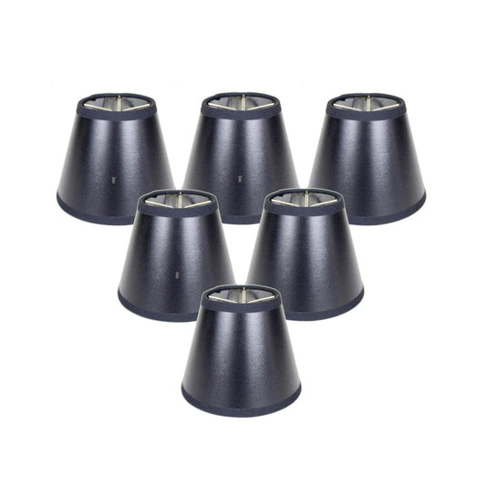 5"W x 4"H Set of 6 Black Parchment Silver-Lined Chandelier Lampshade