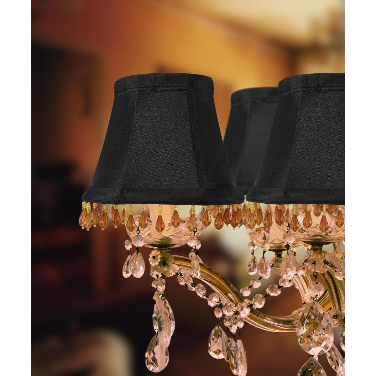 5"W x 4"H Set of 6 Candelabra Stretch with Gold Liner Amber Beads Clip-On Lampshade