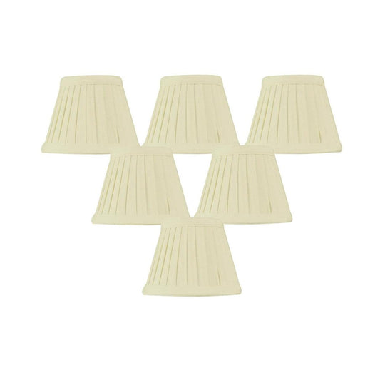 5"W x 4"H Set of 6 Crisp Linen Pleated Clip-on Candelabra Lampshade