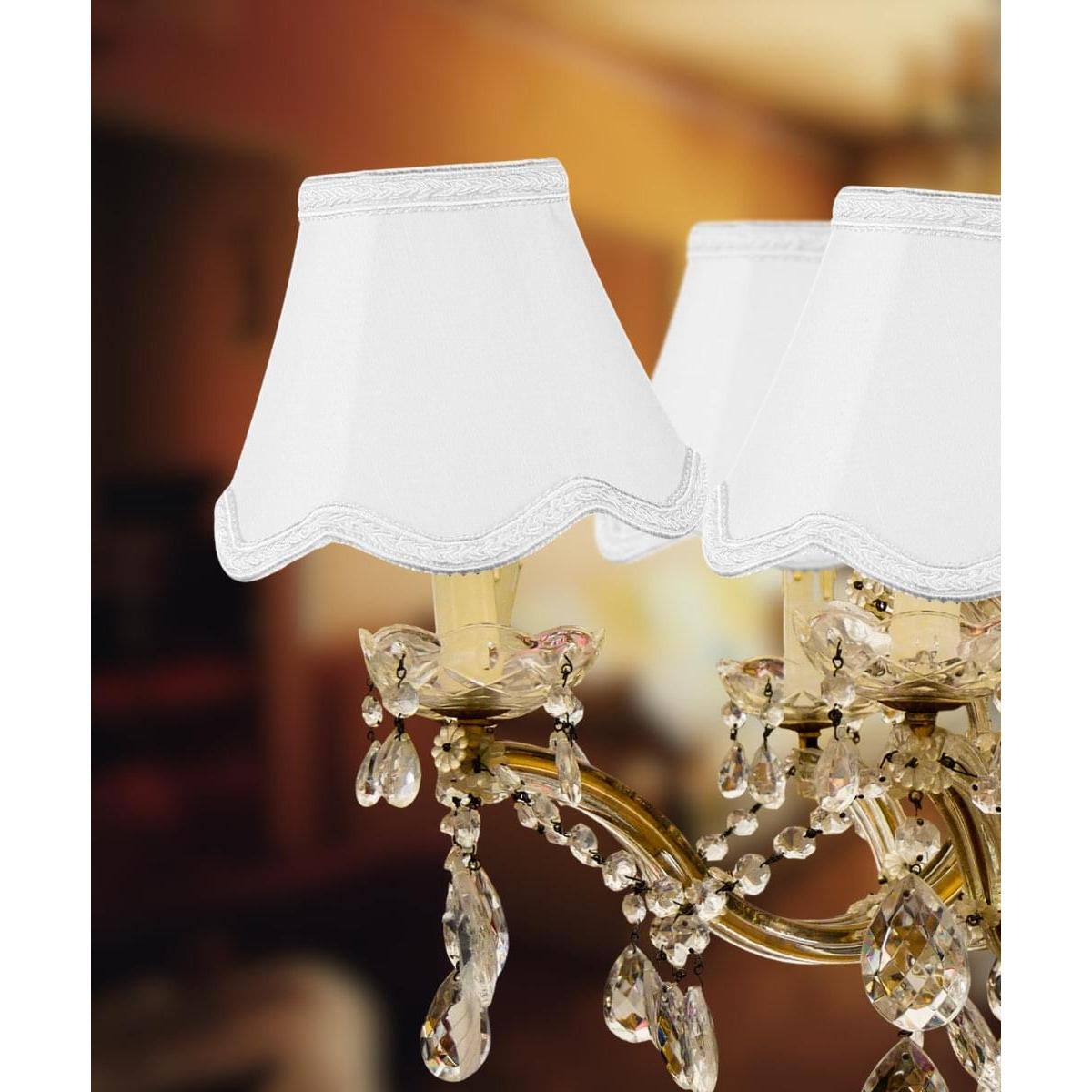 5"W x 4"H Set of 6 Down White Scallop Stretch Clip-on Candelabra Lampshade