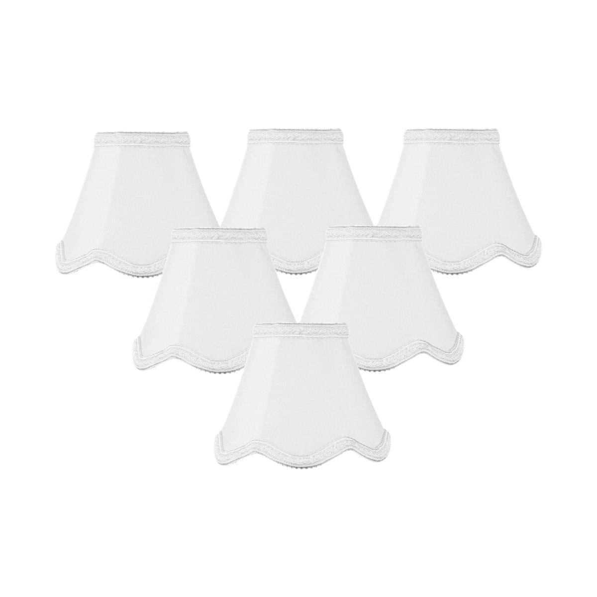 5"W x 4"H Set of 6 Down White Scallop Stretch Clip-on Candelabra Lampshade