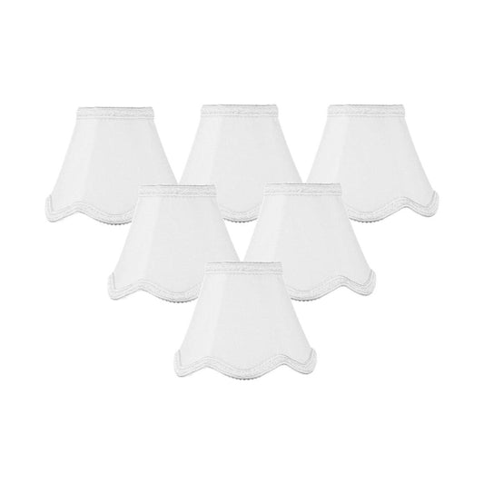 5"W x 4"H Set of 6 Down White Scallop Stretch Clip-on Candelabra Lampshade