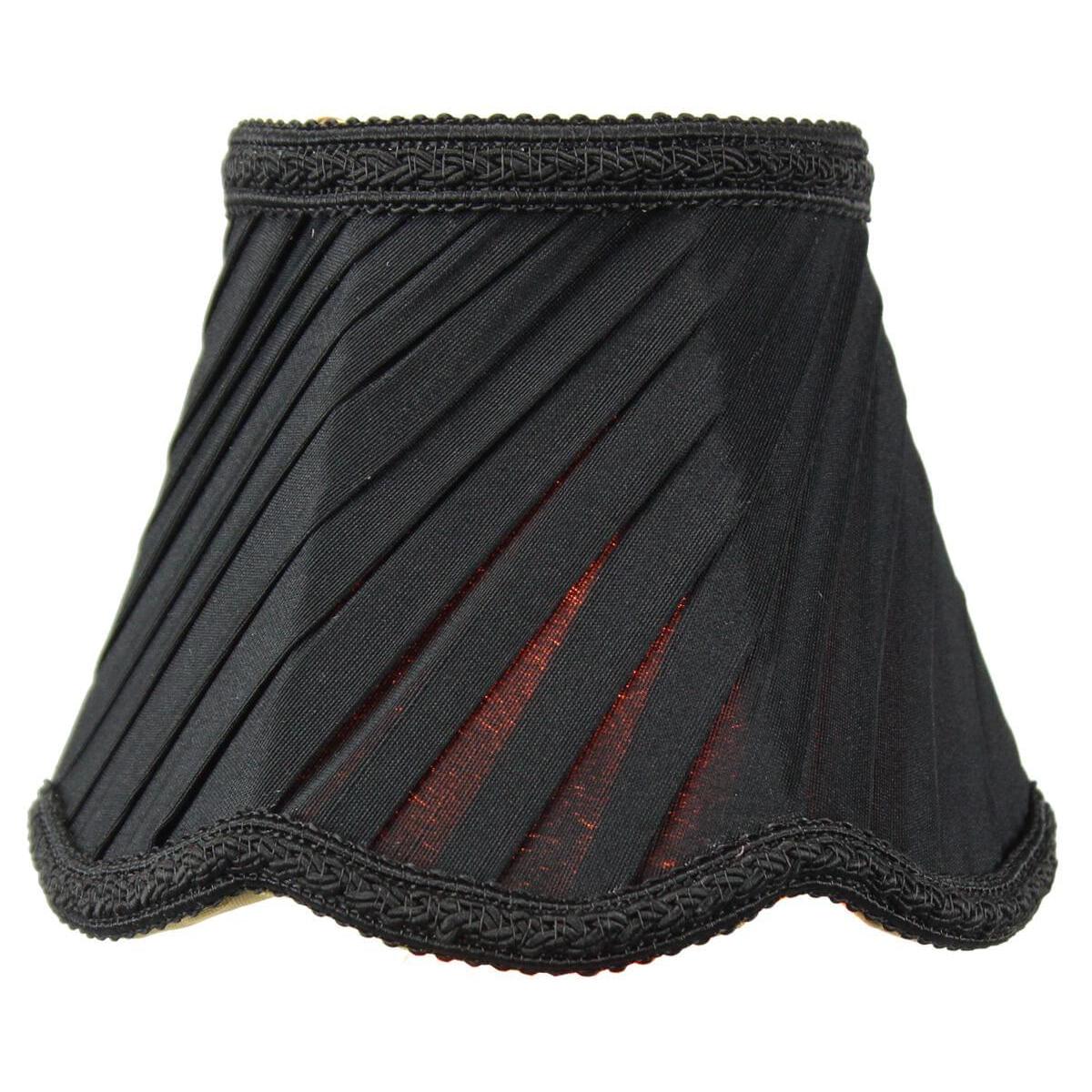 5"W x 4"H Set of 6 Pleated Scallop Clip-on Candelabra Lampshade Black Fabric