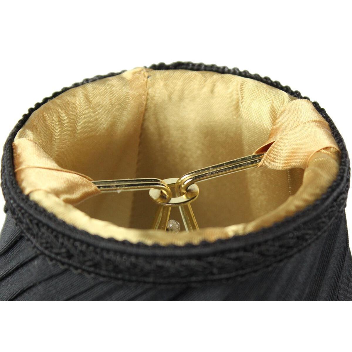 5"W x 4"H Set of 6 Pleated Scallop Clip-on Candelabra Lampshade Black Fabric