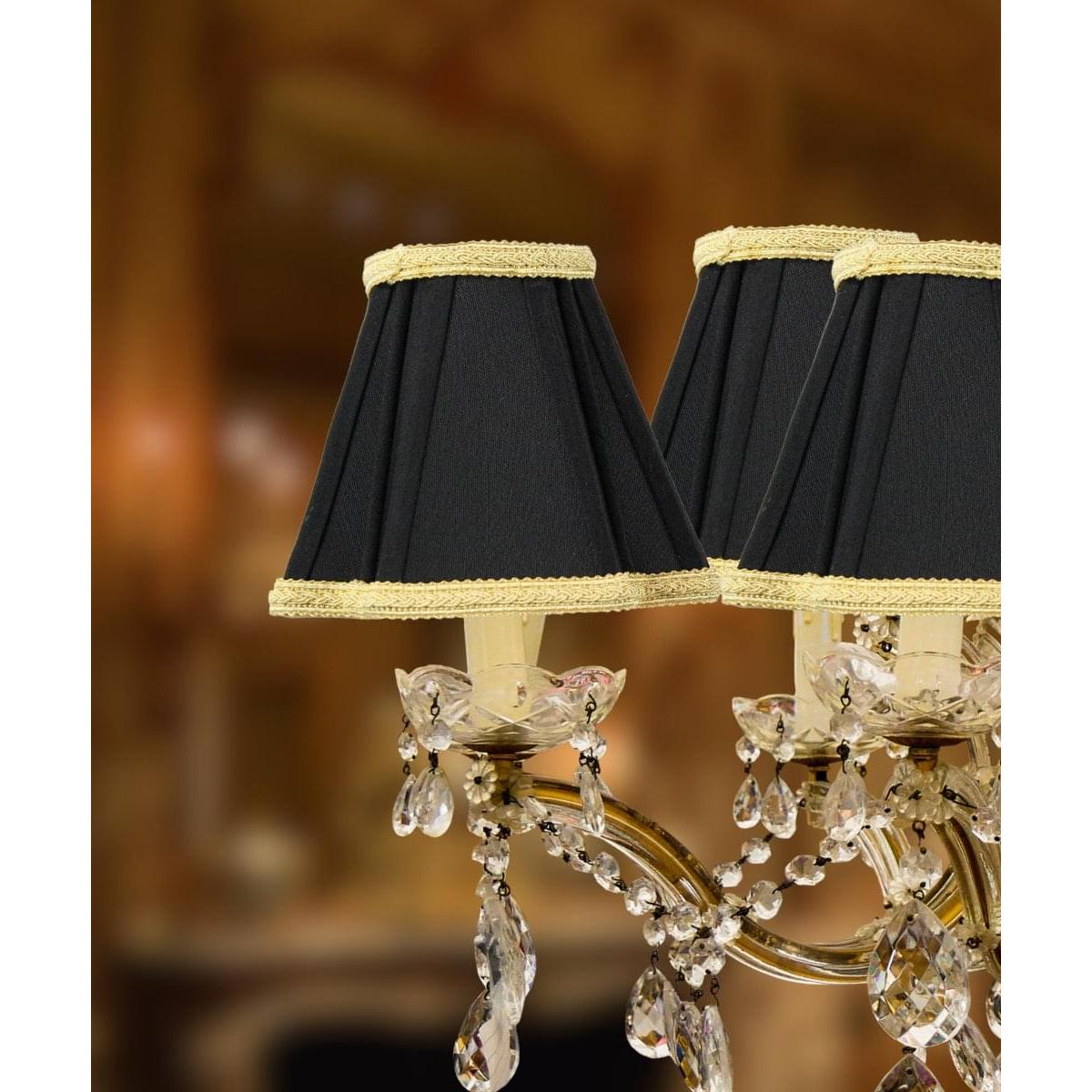 5"W x 5"H Set of 6 Black with Gold Liner Chandelier Clip-On Lampshade