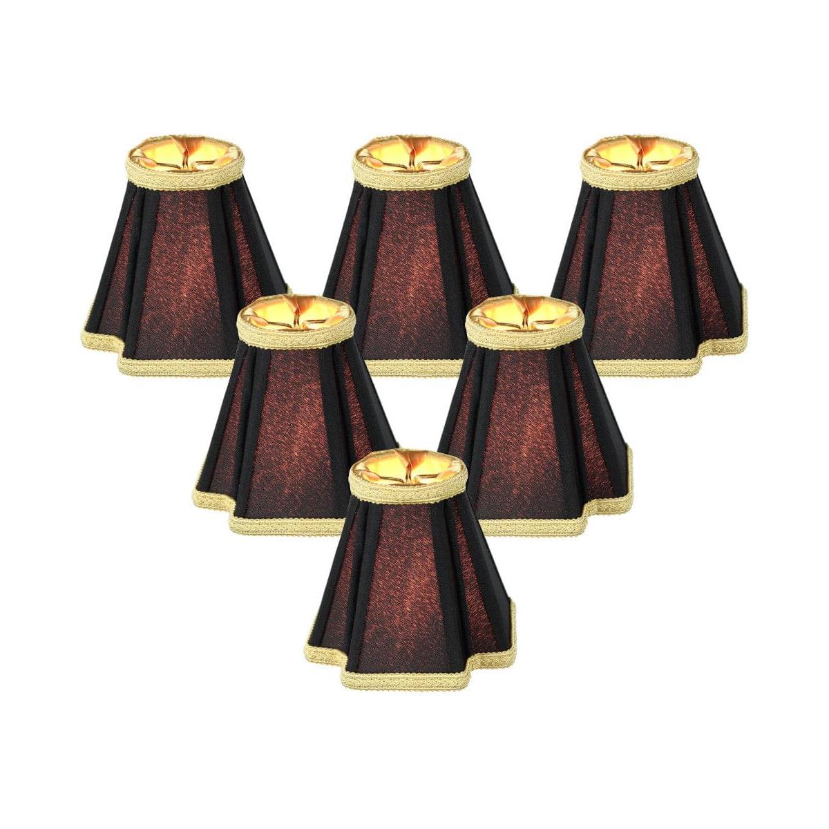 5"W x 5"H Set of 6 Black with Gold Liner Chandelier Clip-On Lampshade