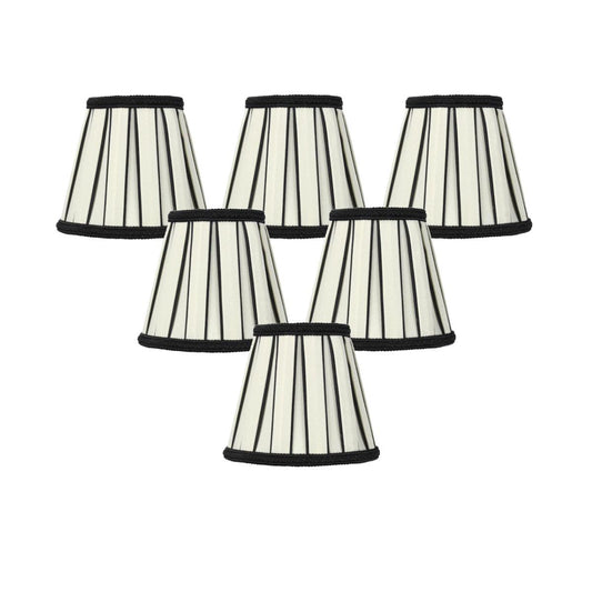 5"W x 5"H Set of 6 Eggshell with Black Chandelier Clip-On Lampshade