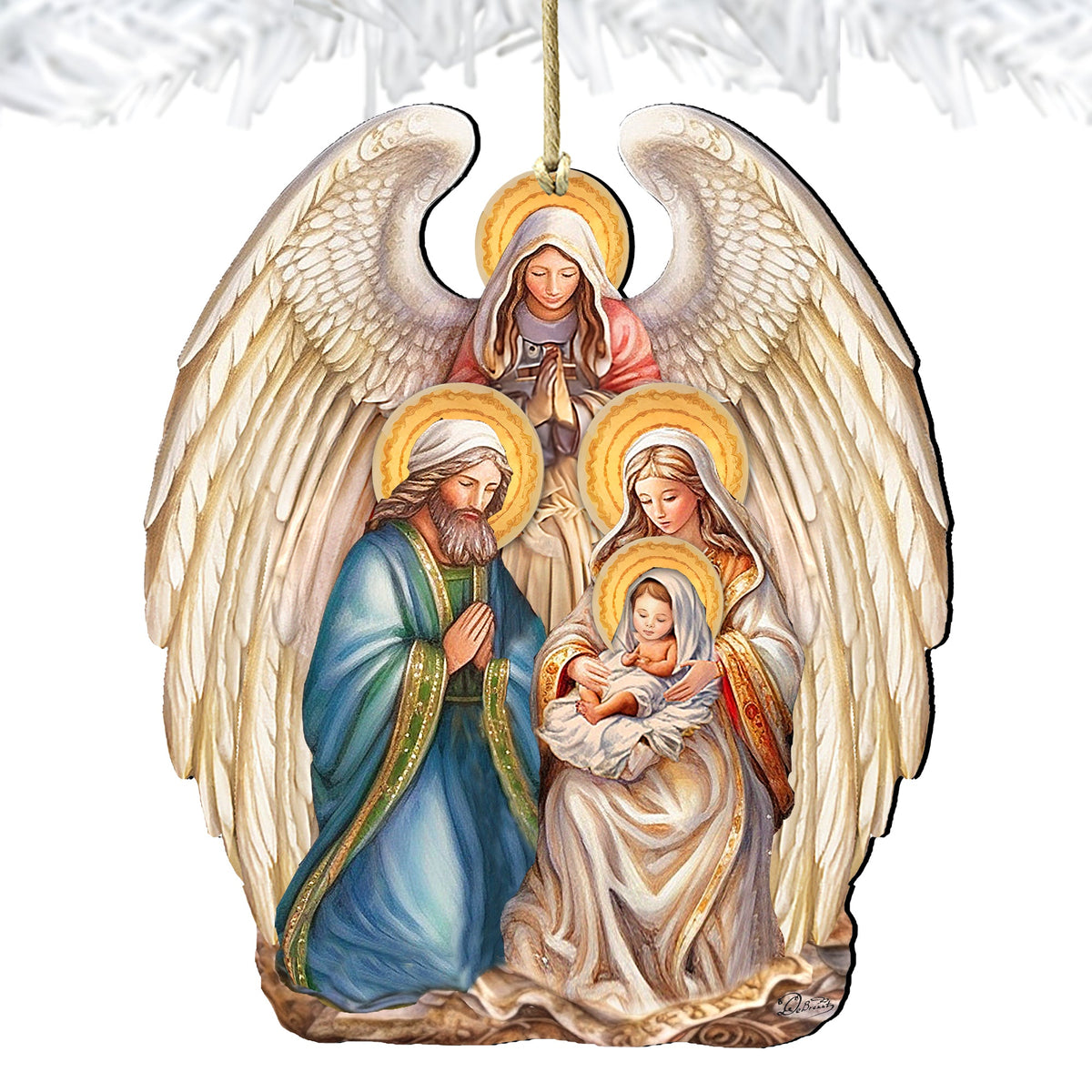 Nativity with Angel Wooden Ornaments by G. DeBrekht Christmas Decor - 8611056