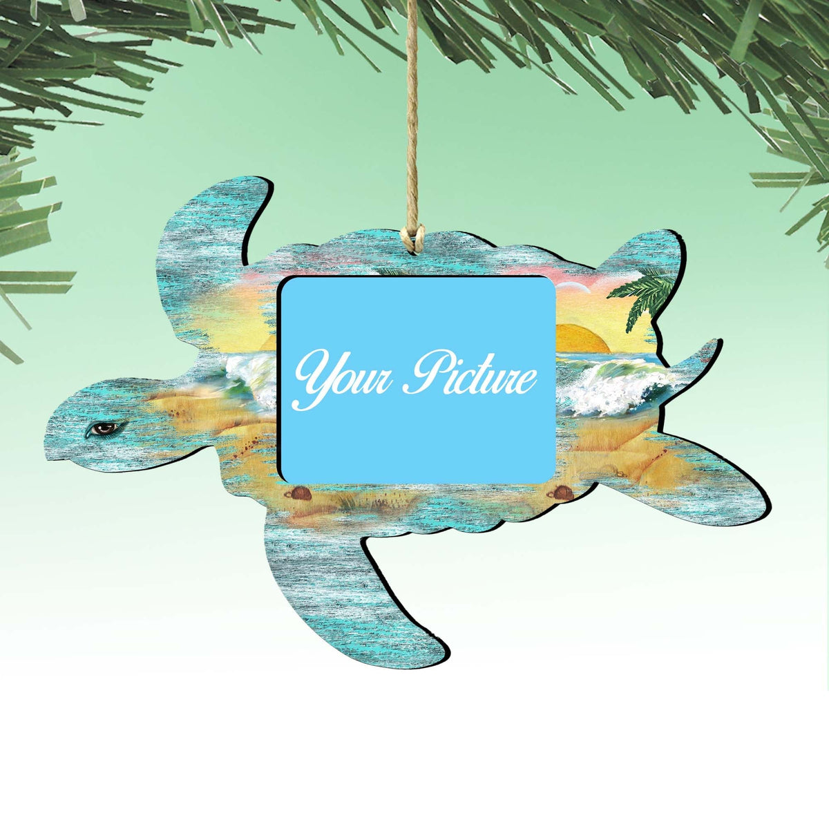 Sea Turtle Coastal Picture Frame Ornaments - Ornament for Photo - Coastal Holiday Decor - 8198518PF