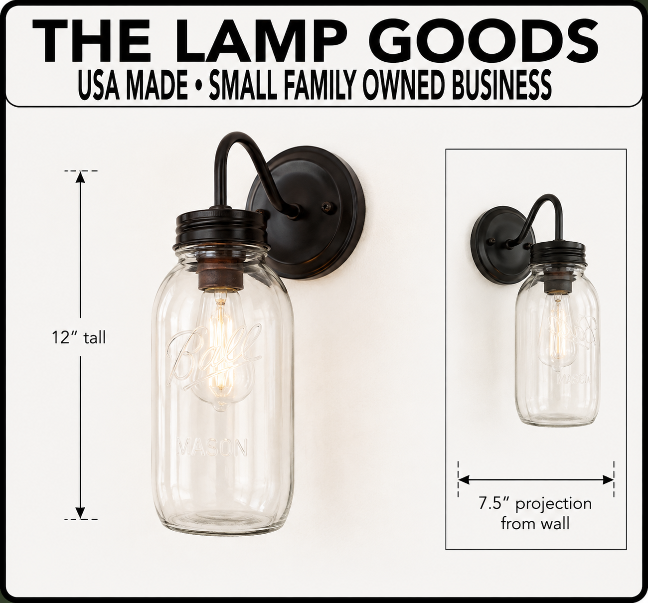 Vintage KERR Mason Jar Wall SCONCE Lighting Fixture