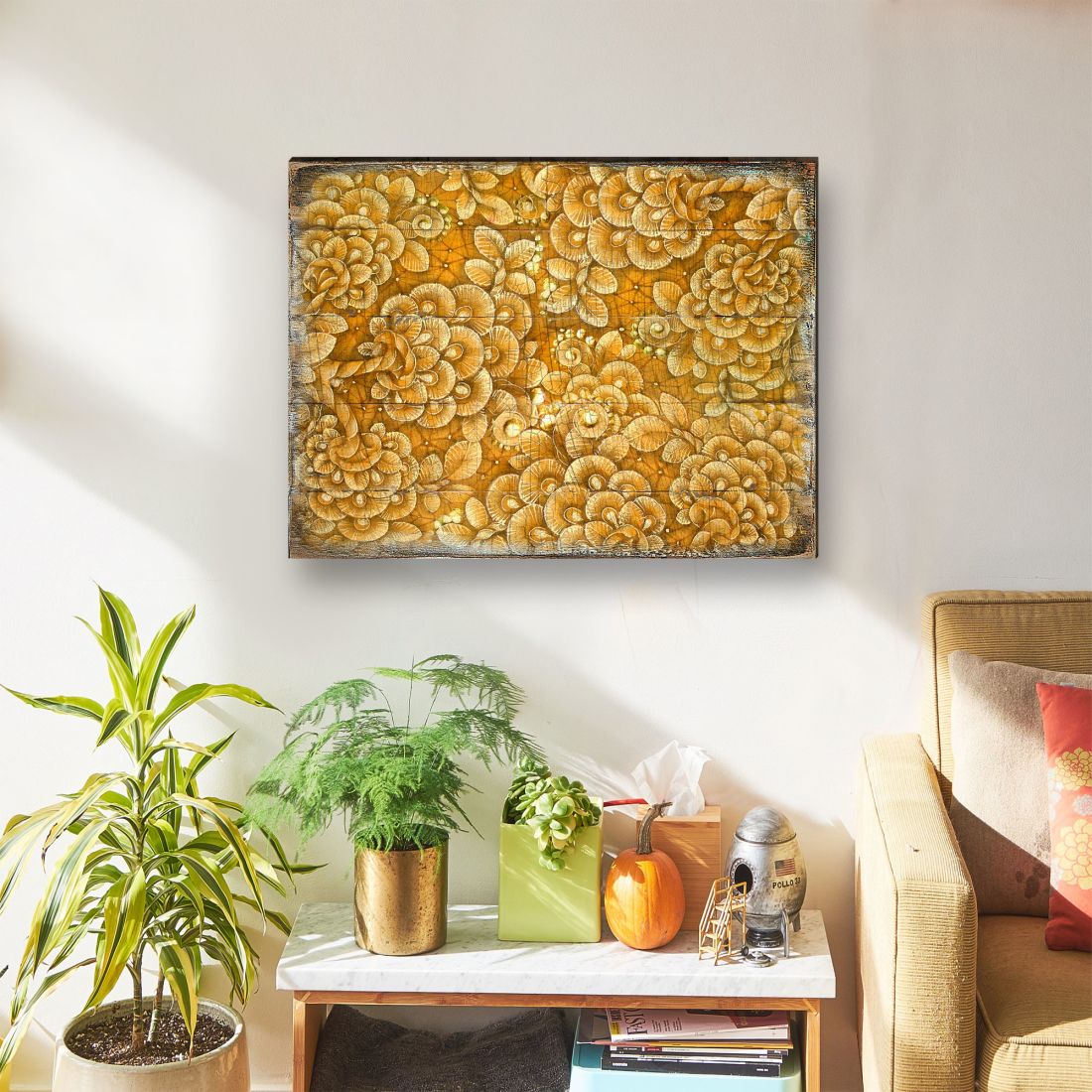 Amali Wooden Wall Art by G. DeBrekht - Floral Ornamental Decor - 95013B