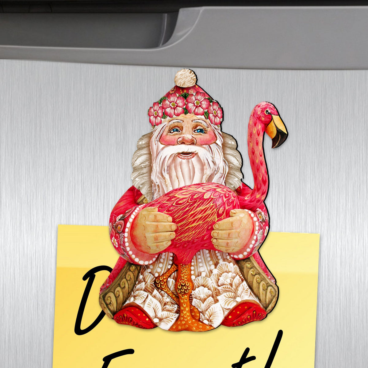 Flamingo Santa Shape Refrigerator Magnets Set of 3