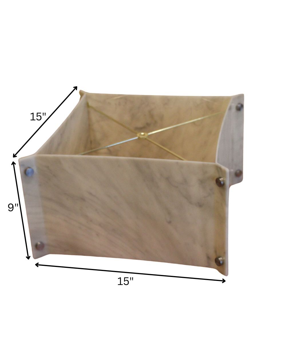 Pop Steady 15x15x9 Faux Marbled Alabaster Shallow Drum Square Lampshade