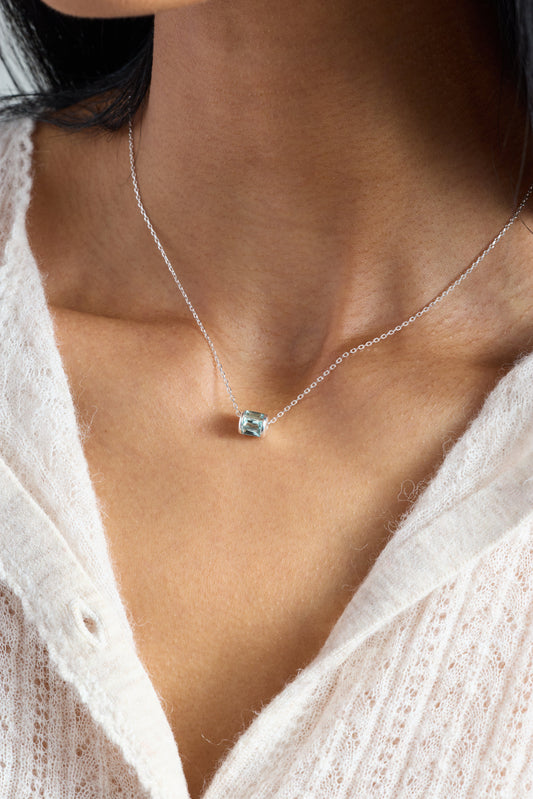 March Birthstone Precious Pendant Necklace