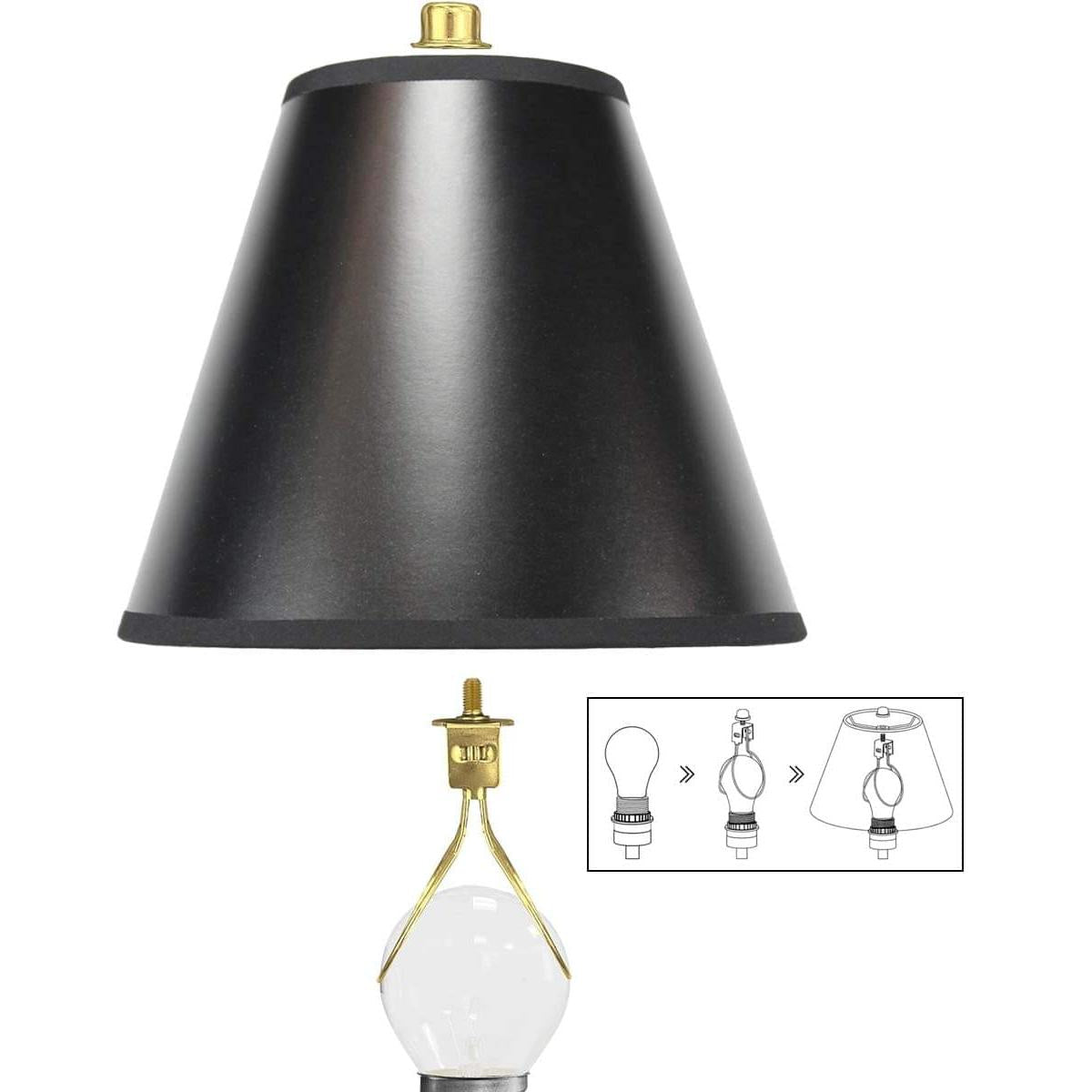 a lamp with a black shade