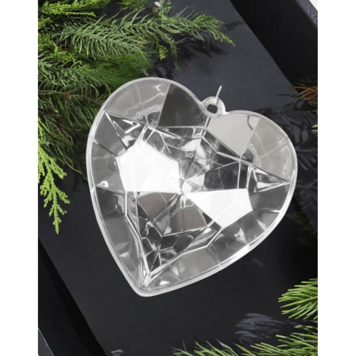 6" Acrylic Heart Jewel Ornament: Crystal