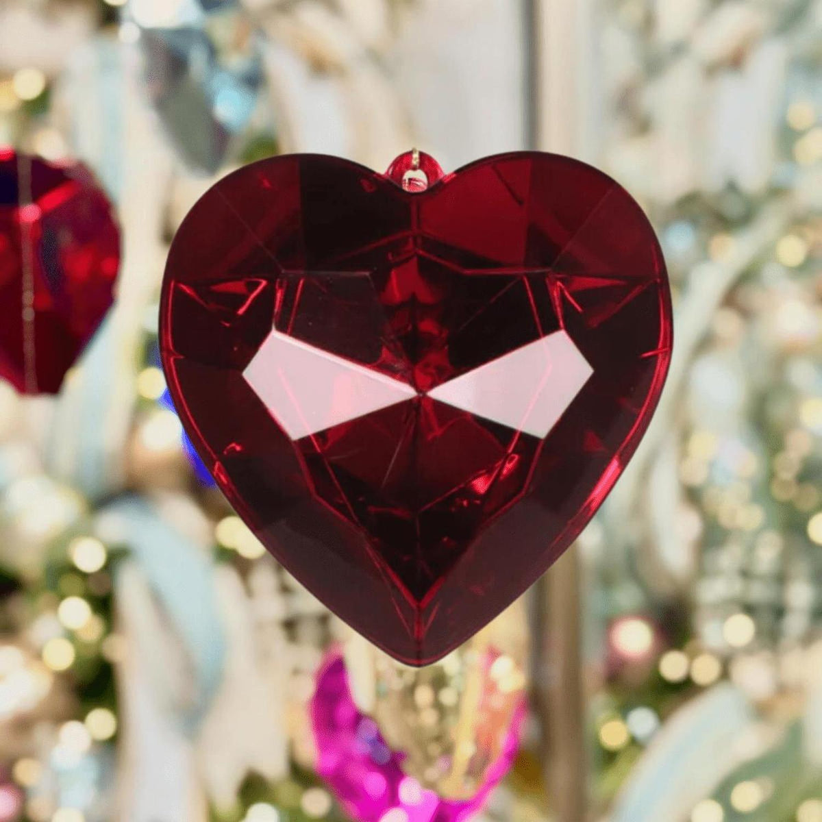 6" Acrylic Heart Jewel Ornament: Ruby