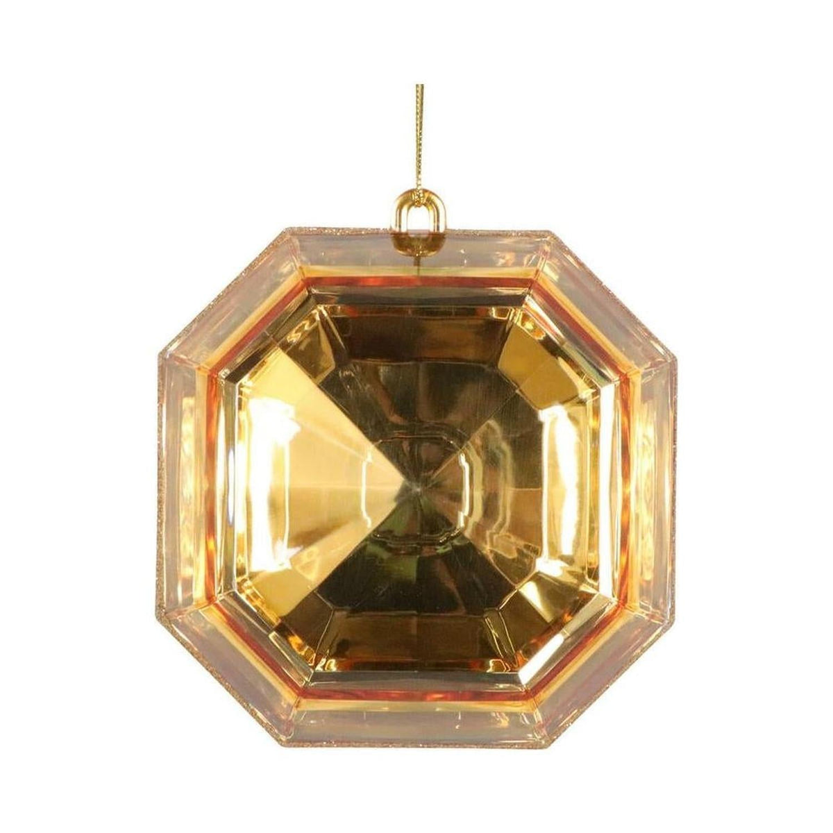 6" Acrylic Square Jewel Ornament: Gold (Set of 2)