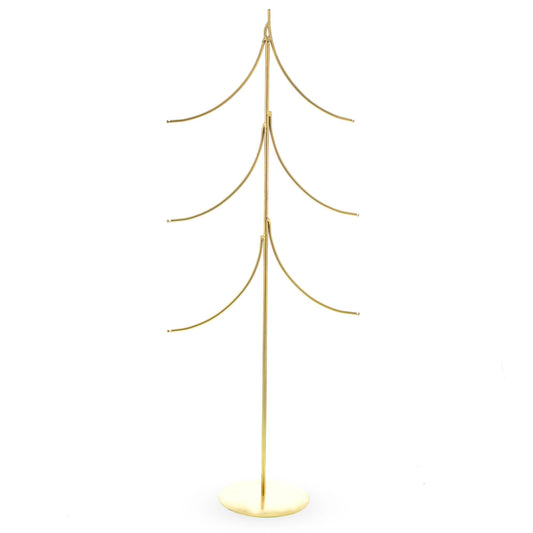 6-Arm Tiered Tree Gold Metal Ornament Display Stand 14 Inches