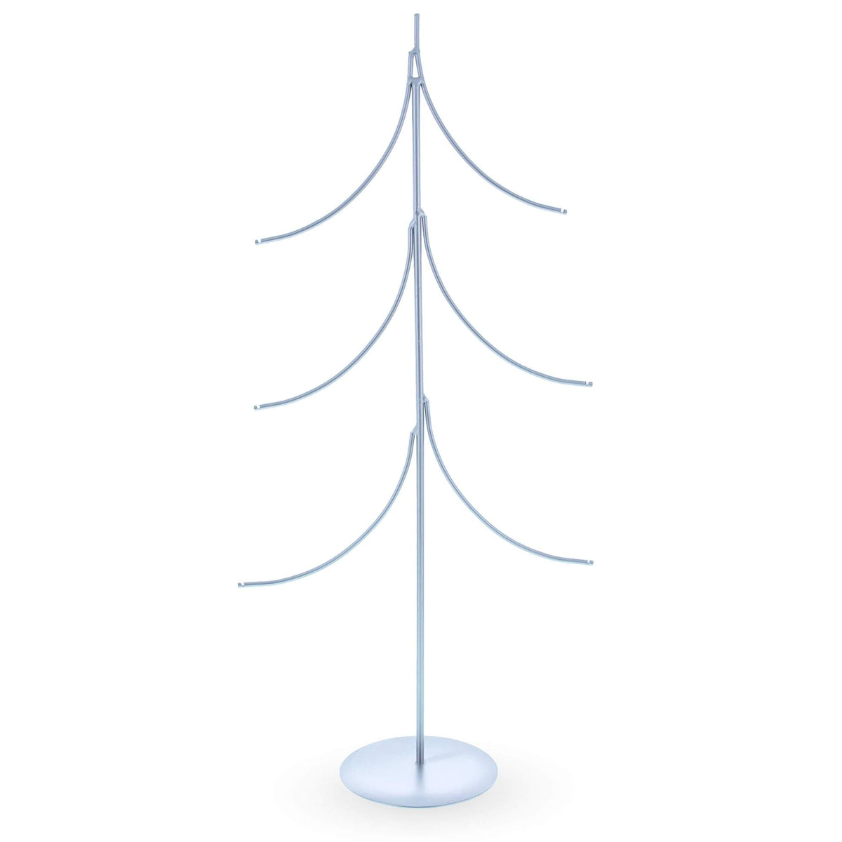 6-Arm Tiered Tree Silver Metal Ornament Display Stand 14 Inches