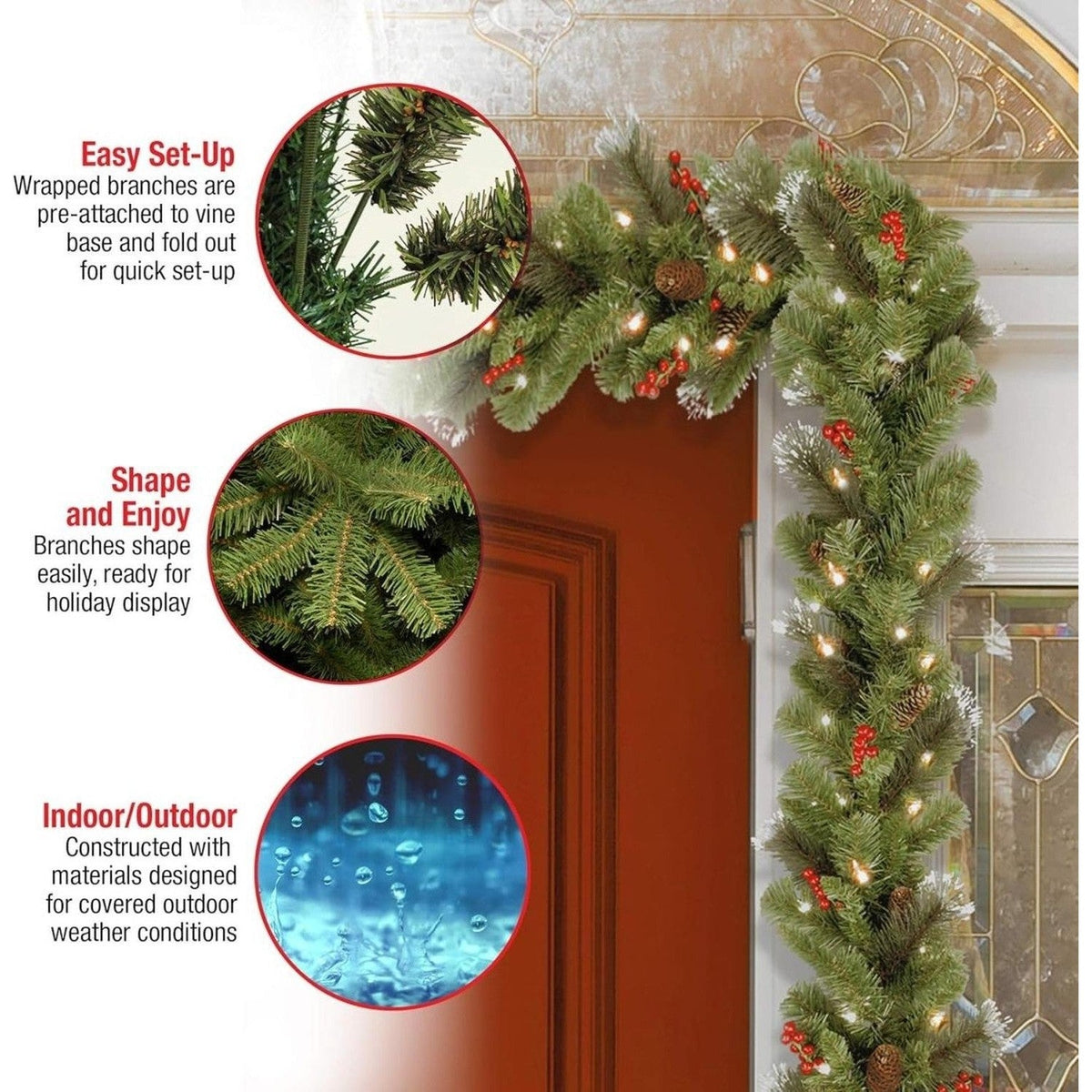 6' LED Forest Berry Fir Garland