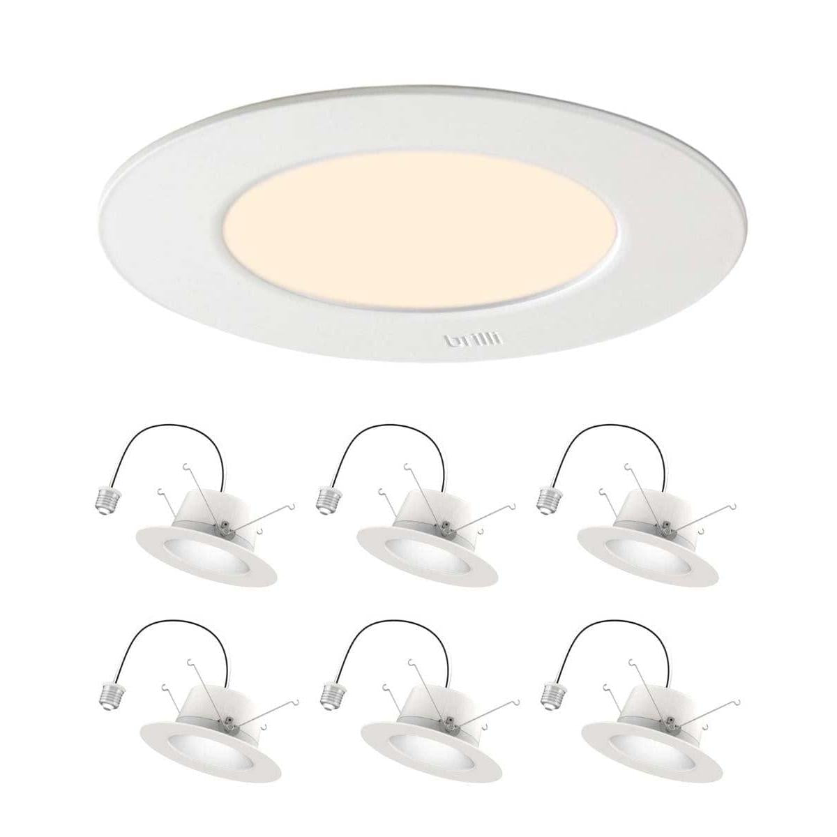 6 Pack - Brilli 5/6 inch LED Recessed Retrofit Downlight, Dimmable, Color Tunable