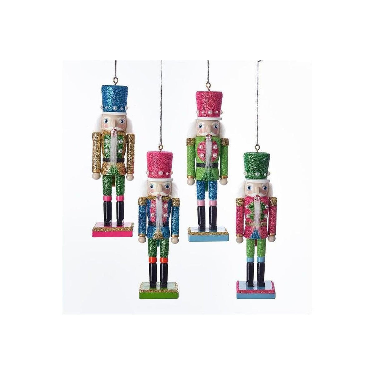 6" Preppy Bright Color Nutcracker Ornaments With Pearls