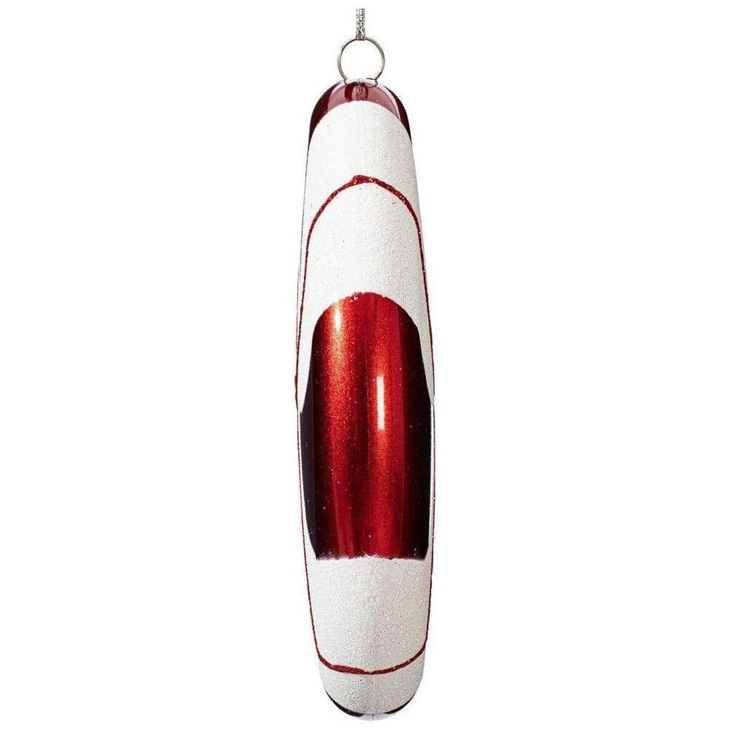 6" Red-White Swirl Flat Candy Christmas Ornament