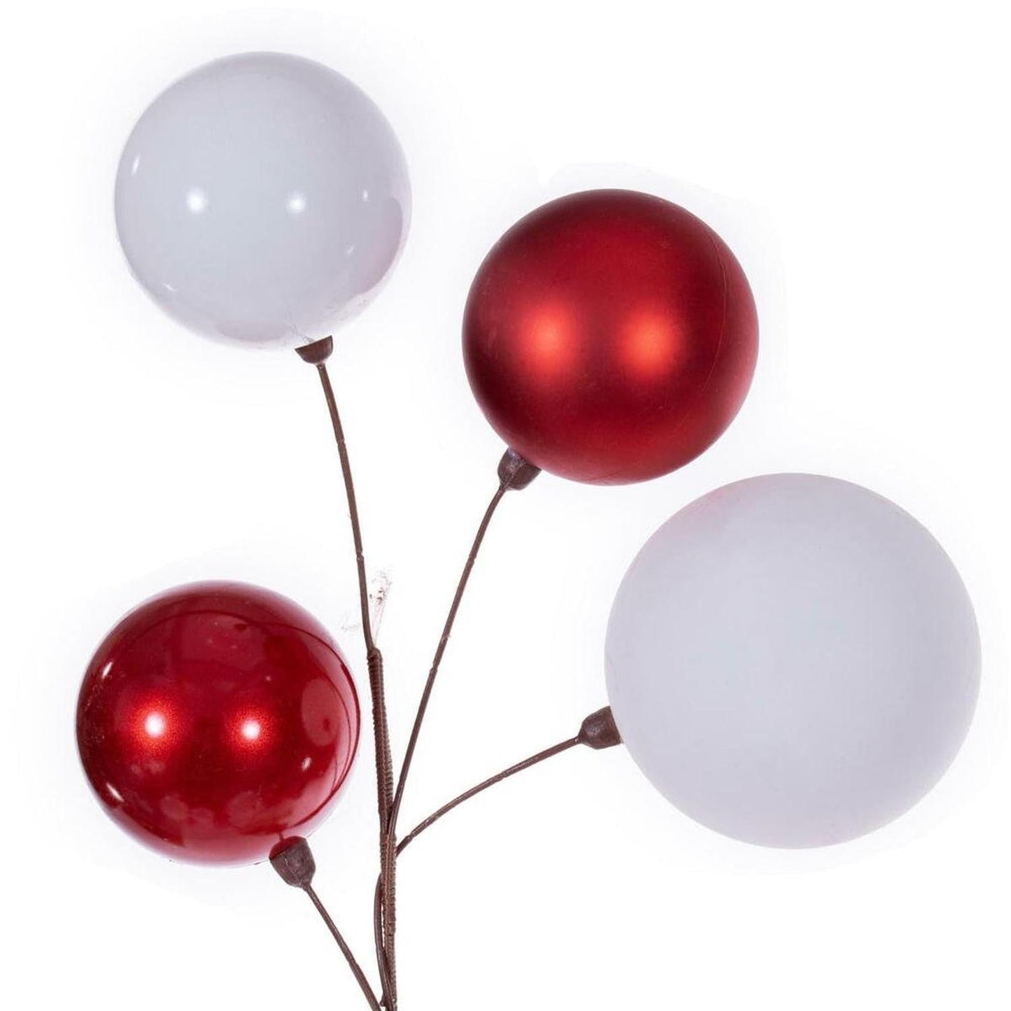 6' Red and White Ball Branch Garland
