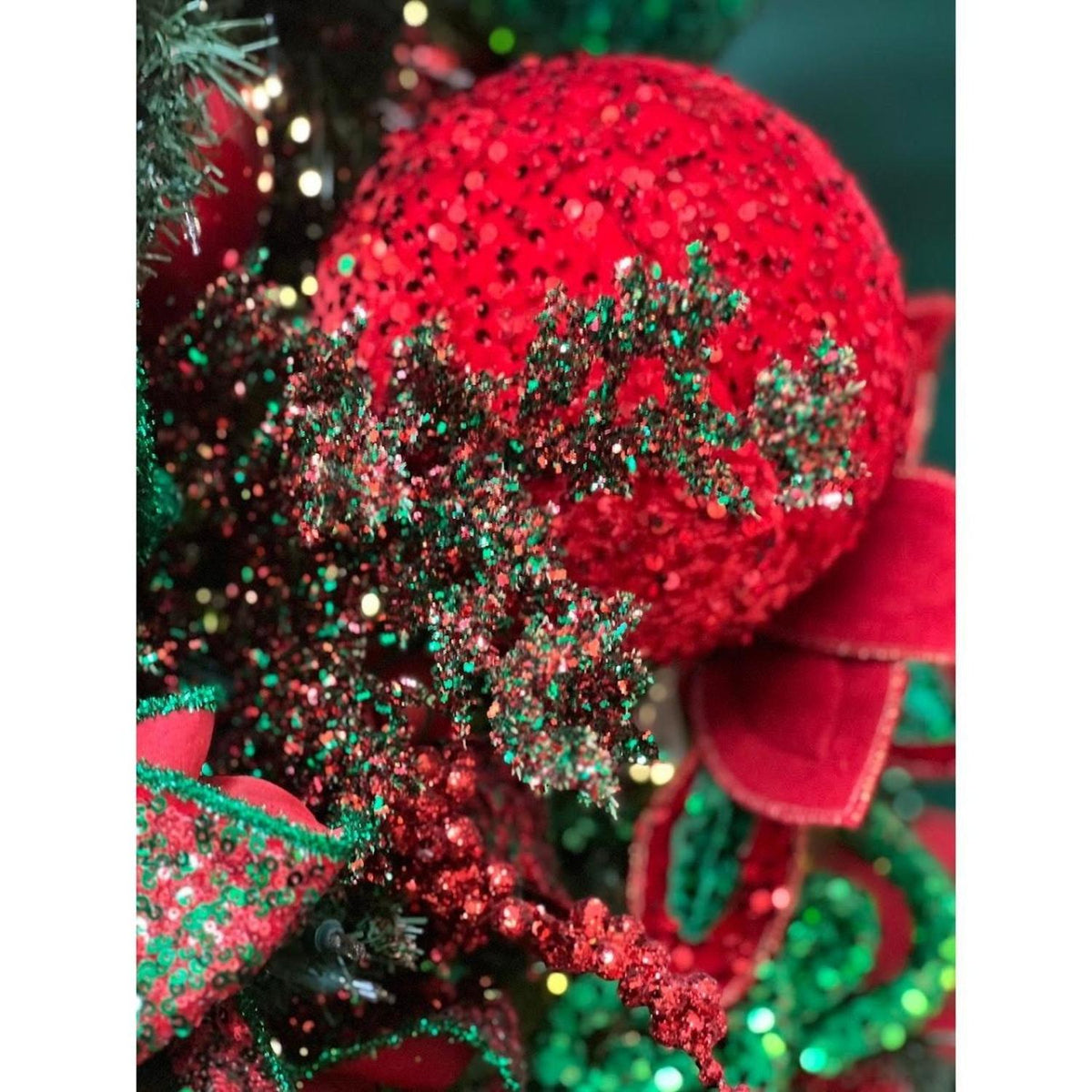 6" Sequin Ball Ornament: Red