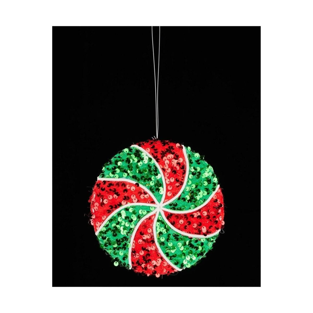 6" Sequin Peppermint Ornament: Red/Green