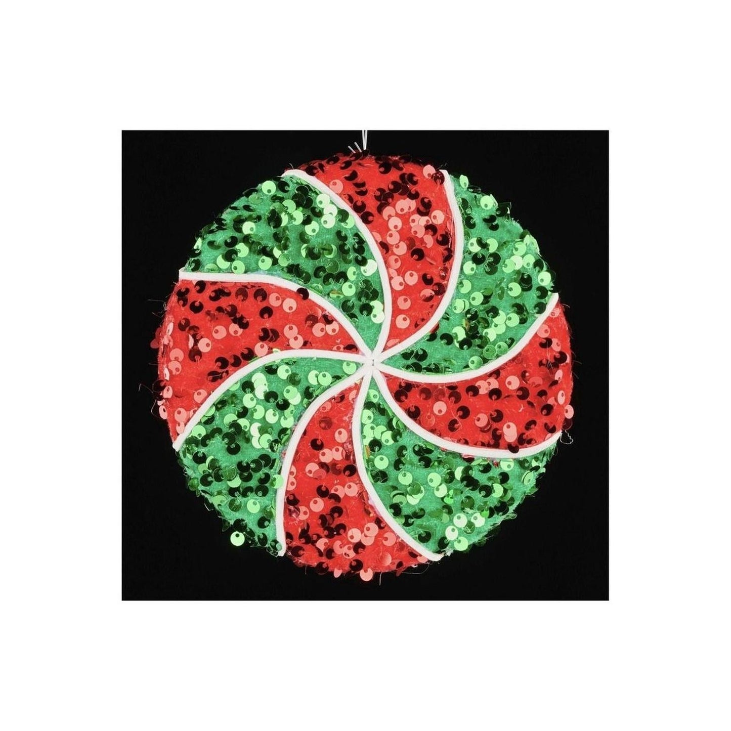 6" Sequin Peppermint Ornament: Red/Green