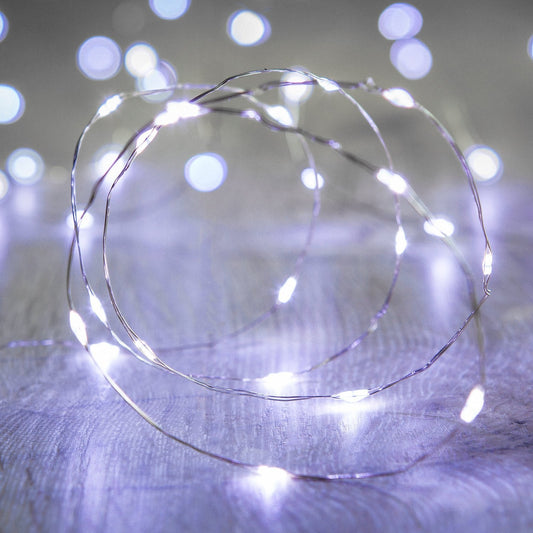 20 LED Silver Copper Fairy Lights - Battery Operated