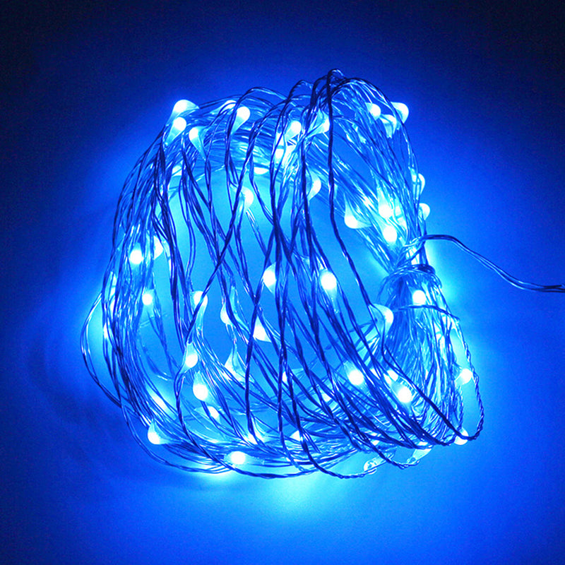 a blue string of lights