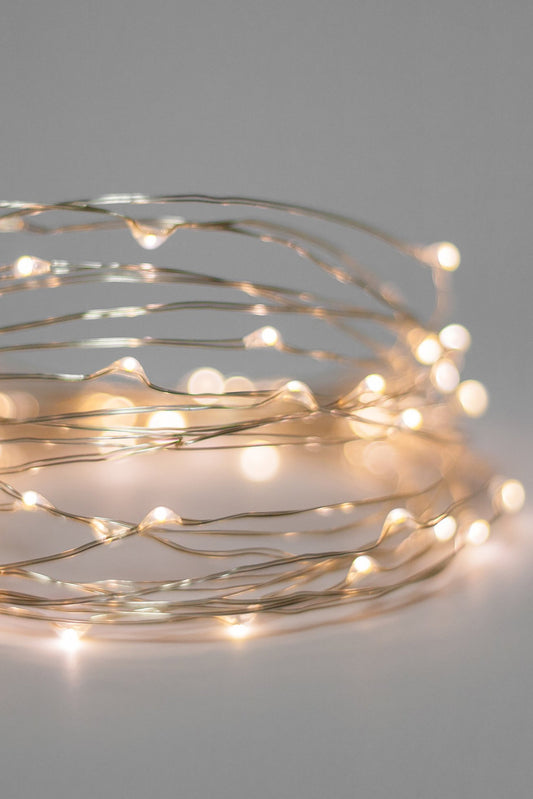 50 LED Silver Copper Fairy Lights - Battery Operated