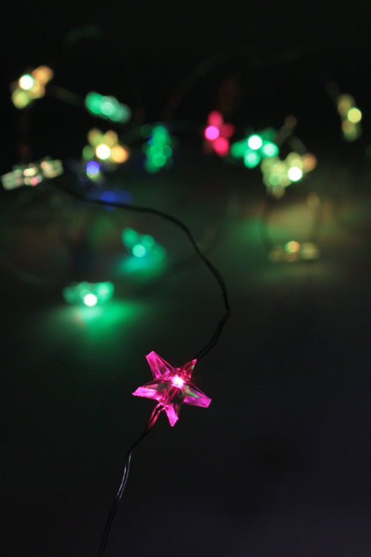 Flashing Rainbow Star String Lights - Battery Operated